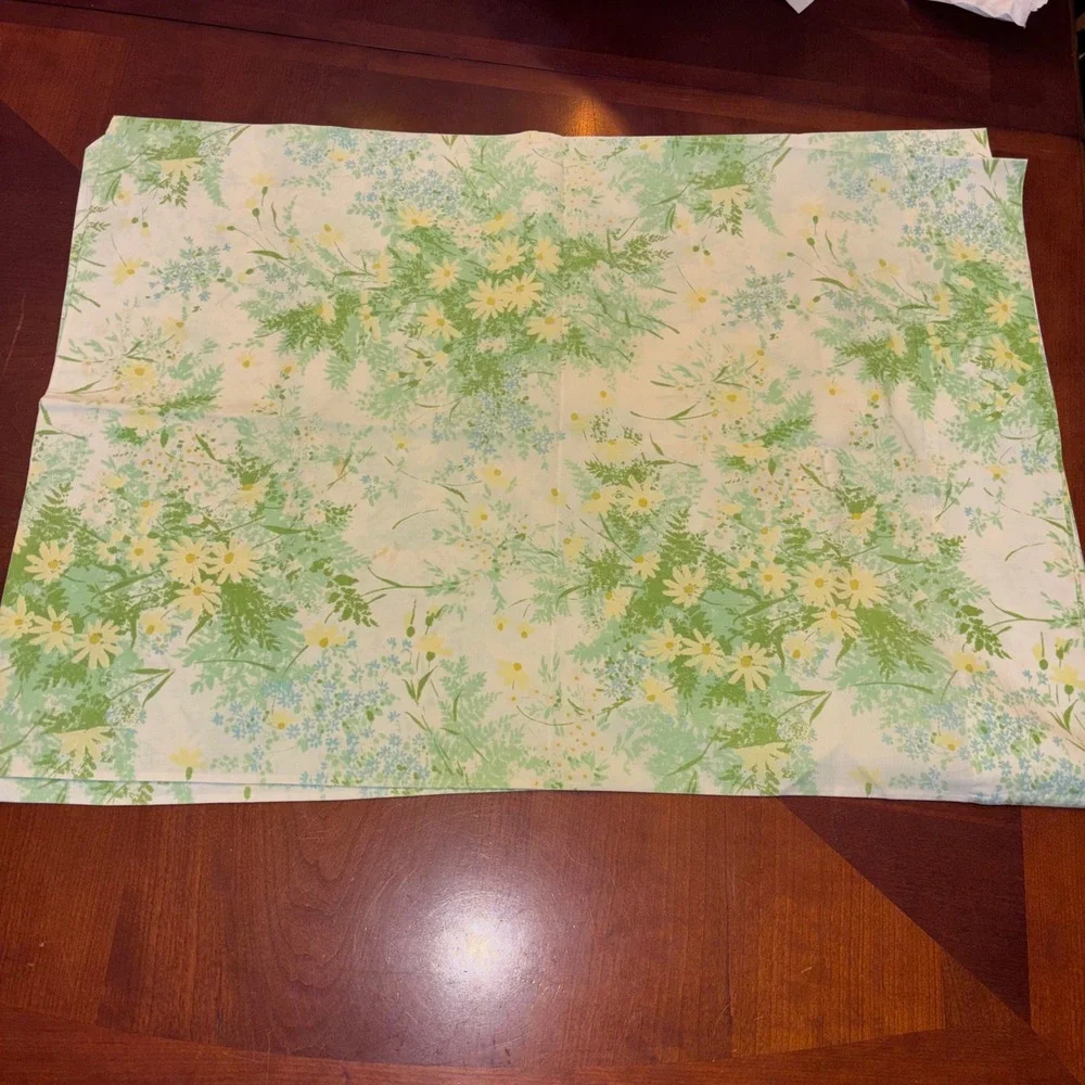 Vintage | Springmaid Wondercale‎ 4 Piece Twin Sheet Set | Green Yellow Daisy